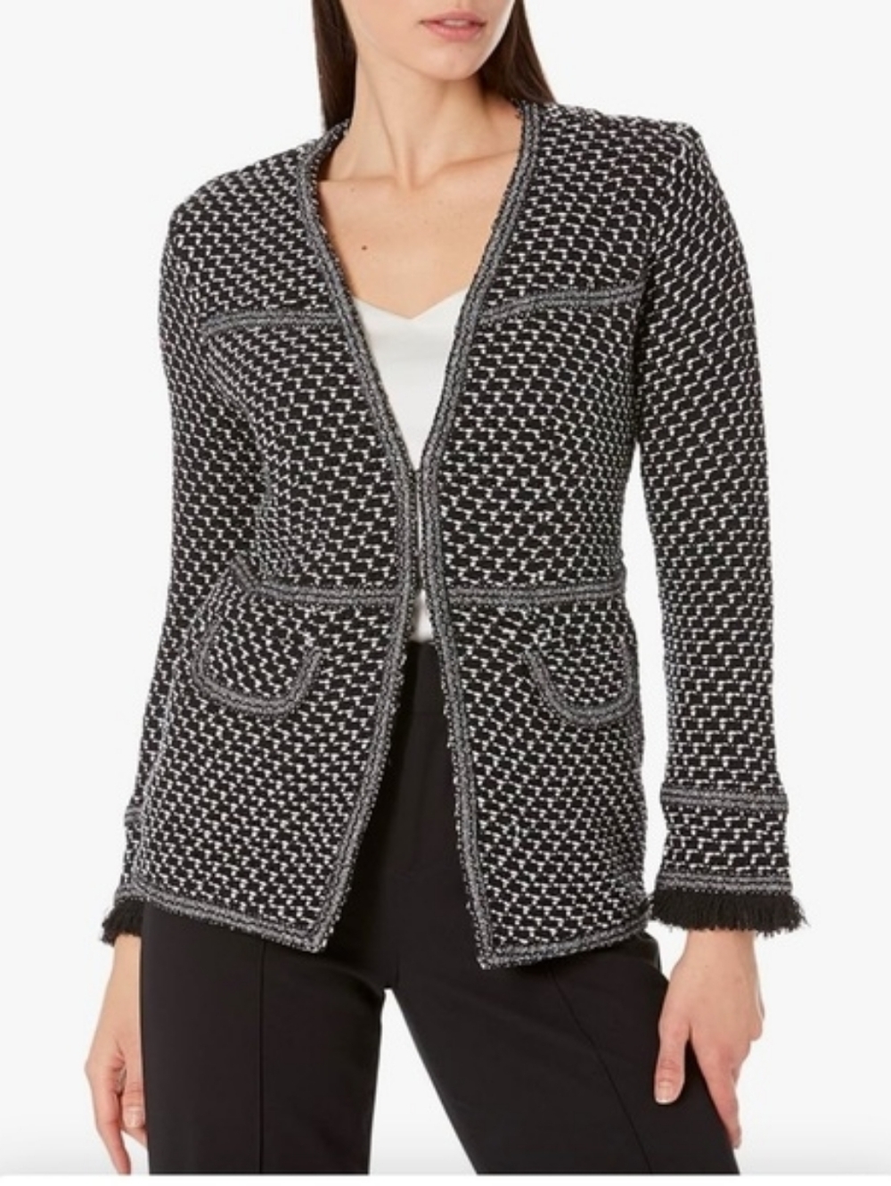 M Nic + Zoe Tempo Shimmer Black Tweed Knit Jacket